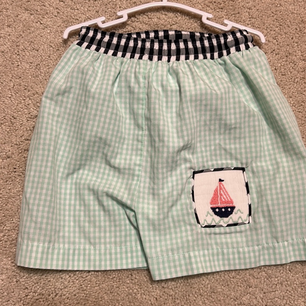 Shrimp and Grits Smocked Swim Trunks